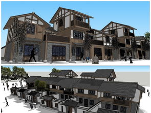 精品商業(yè)街古建筑別墅群建筑su模型設計素材 別墅建筑模型大全 18957929